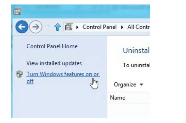 Turn Windows Feature On or Off