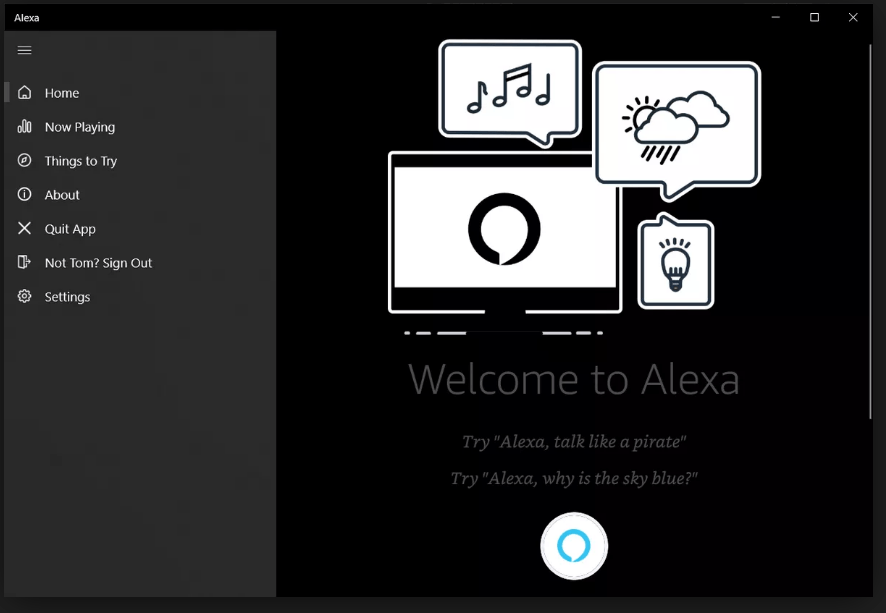 Alexa welcome screen