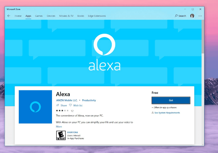 download the Alexa app from microsoft store